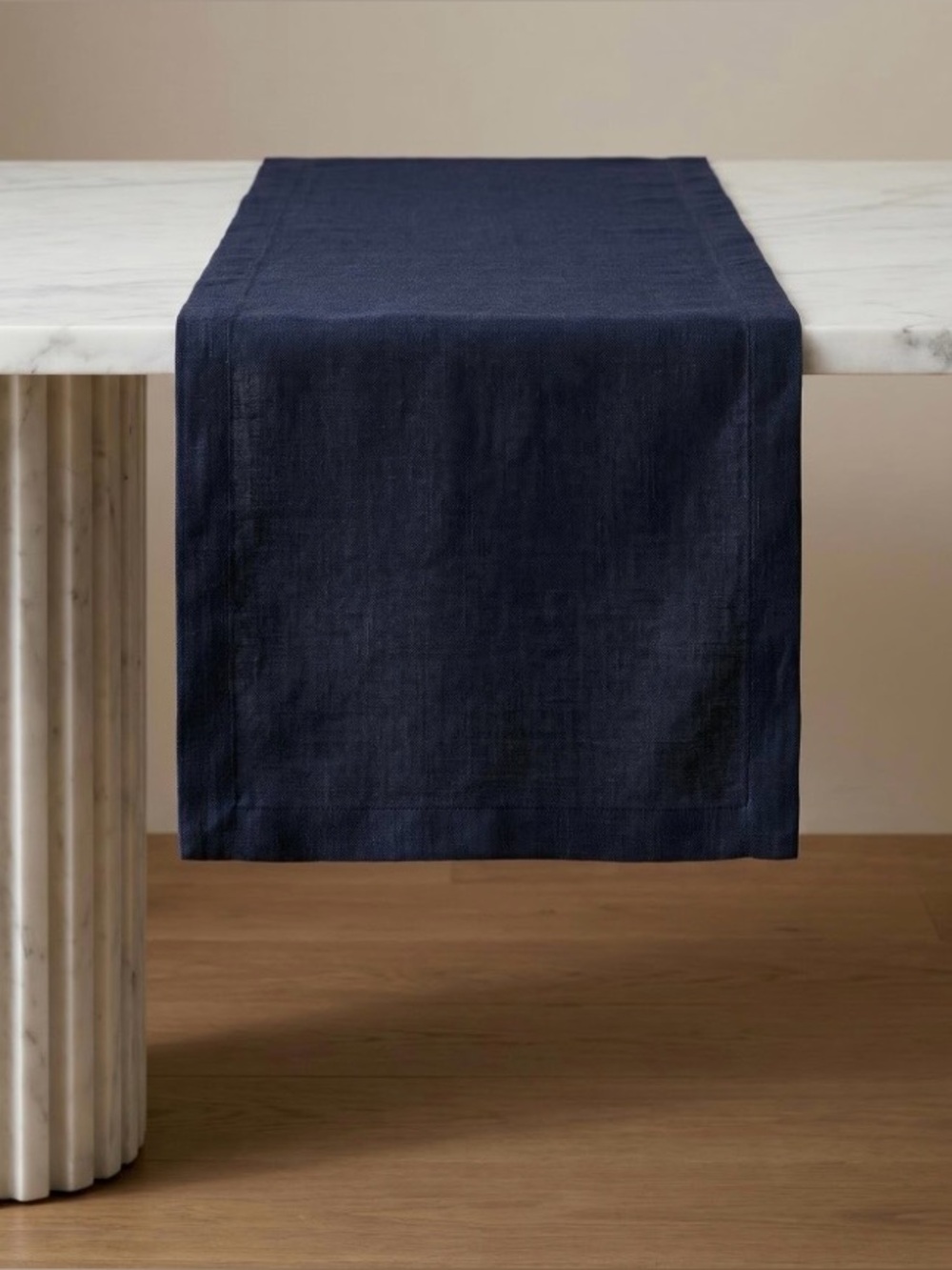 Tablerunner Handcrafted 100% Pure European Flax Linen 14x72” - NAVY BLUE